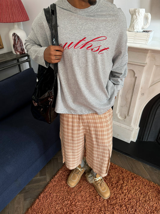 SST EMBROIDERED LONG SLEEVE - Grey / Red