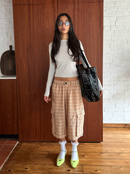 AW OVERSIZED CHECKERED SHORTS