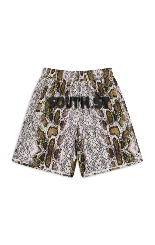 SNAKE PRINT SHORTS - Brown