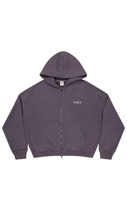 SST ZIP HOODY - Washed Navy Grey