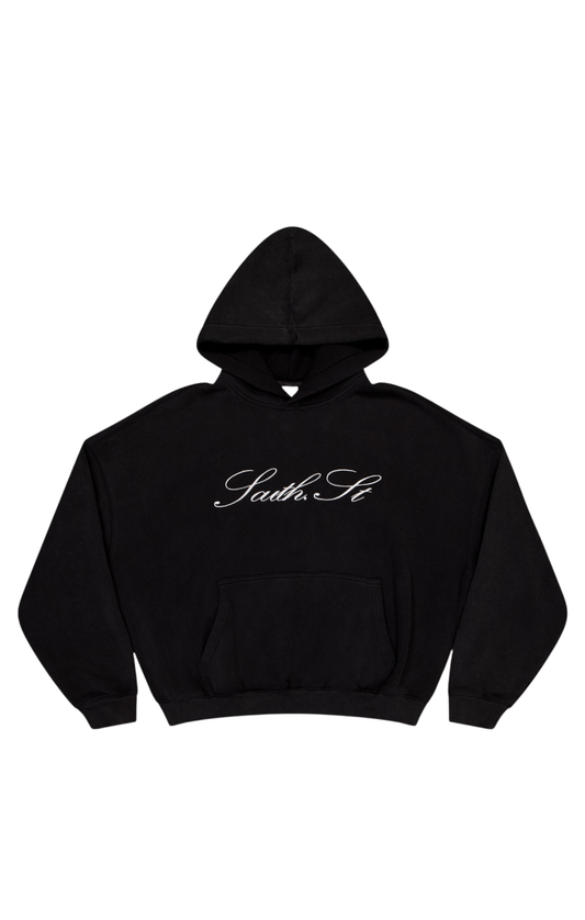SST SCRIPT HOODY - Washed Black