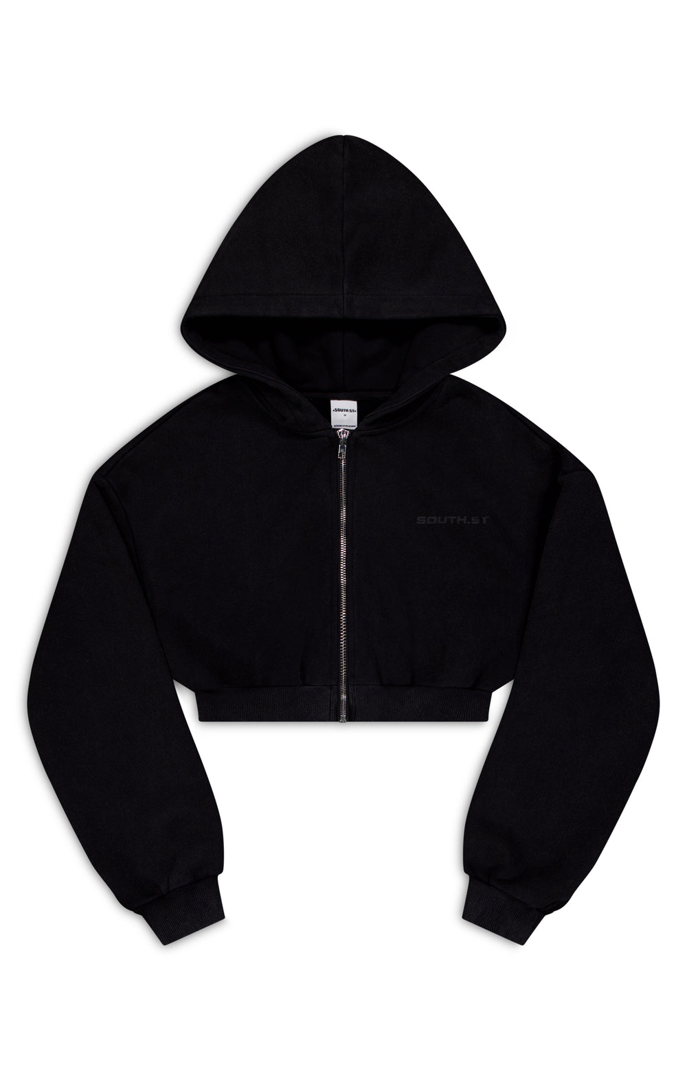 VINTAGE CROP ZIP HOODY - Washed Black