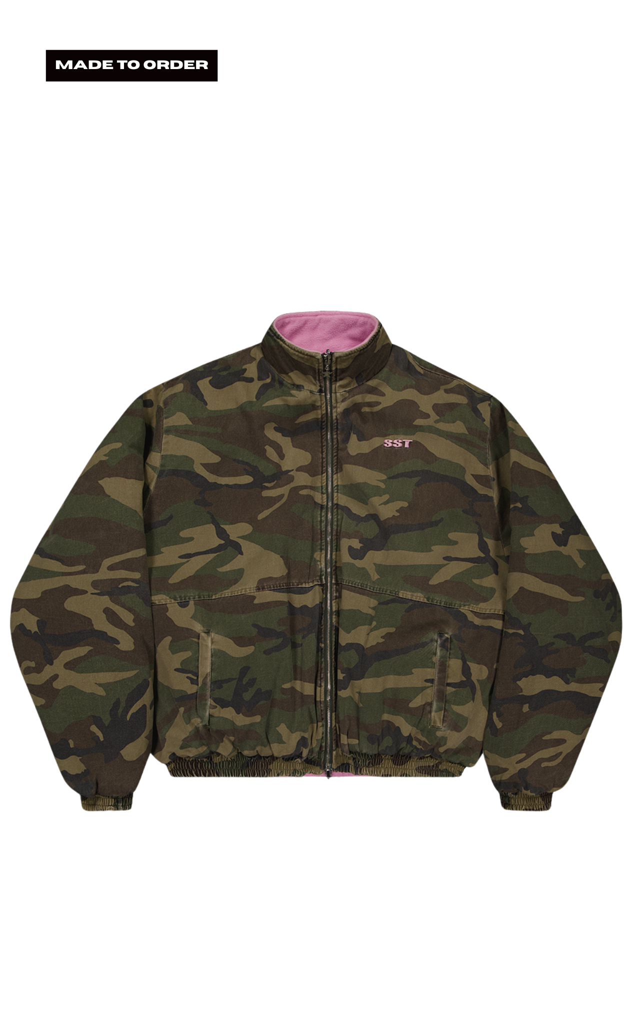 SST REVERSIBLE CAMO/ PINK FLEECE JACKET - MADE TO ORDER