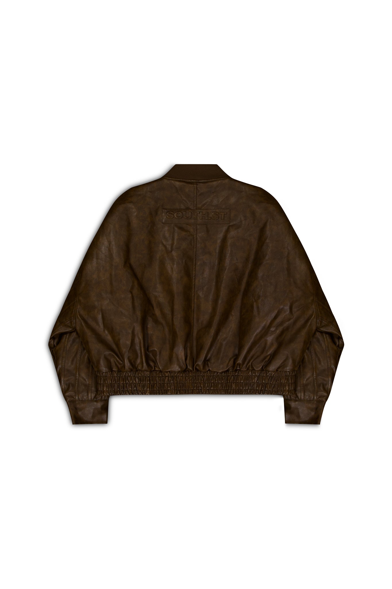 VEGAN LEATHER BOMBER JACKET - Brown