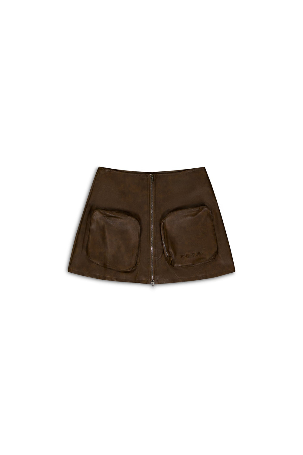 VEGAN LEATHER SKIRT - Brown