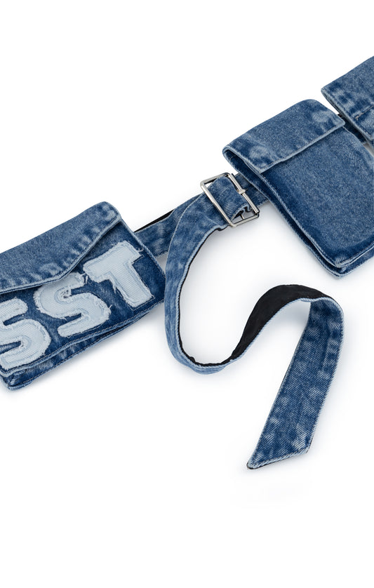 CONTRAST POCKET BELT - Blue