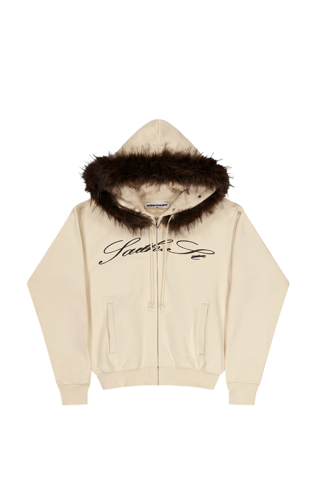 AW FUR TRIM SHRUNKEN HOODY