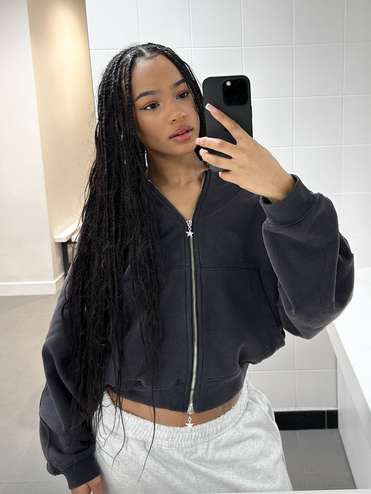 FORM ZIP HOODY - Antique Navy Black