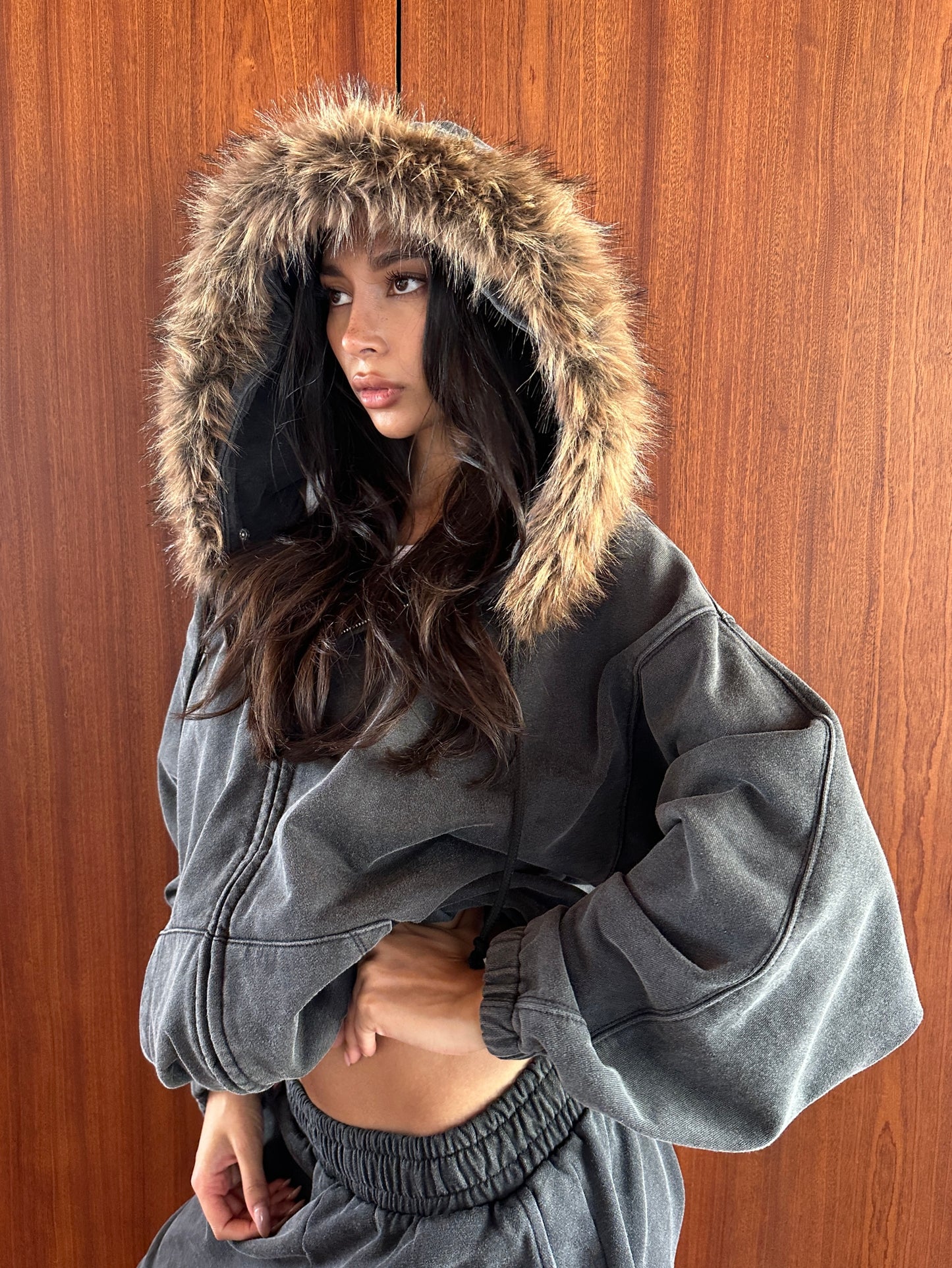 AW FUR TRIM HOODY