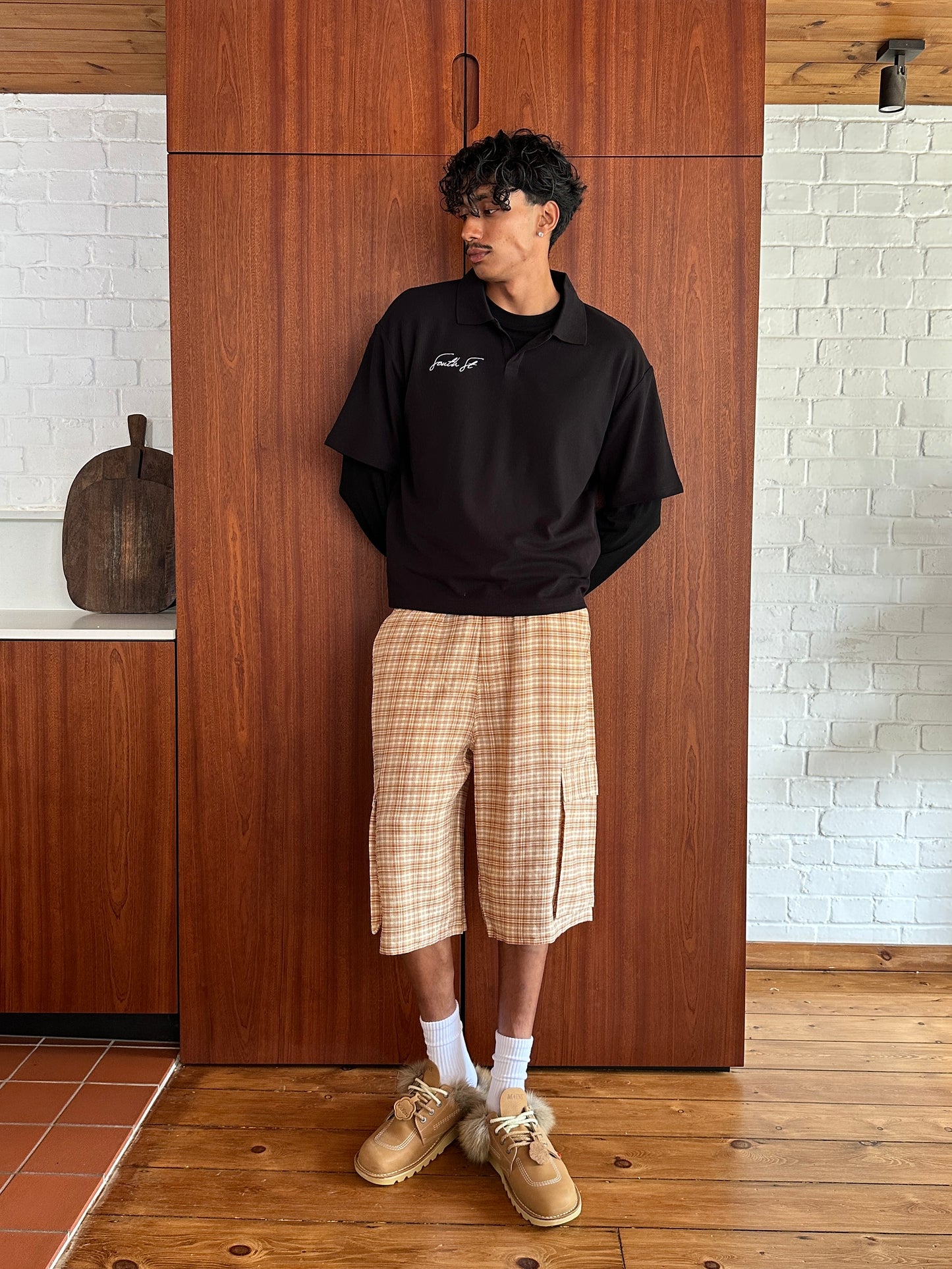 AW OVERSIZED CHECKERED SHORTS