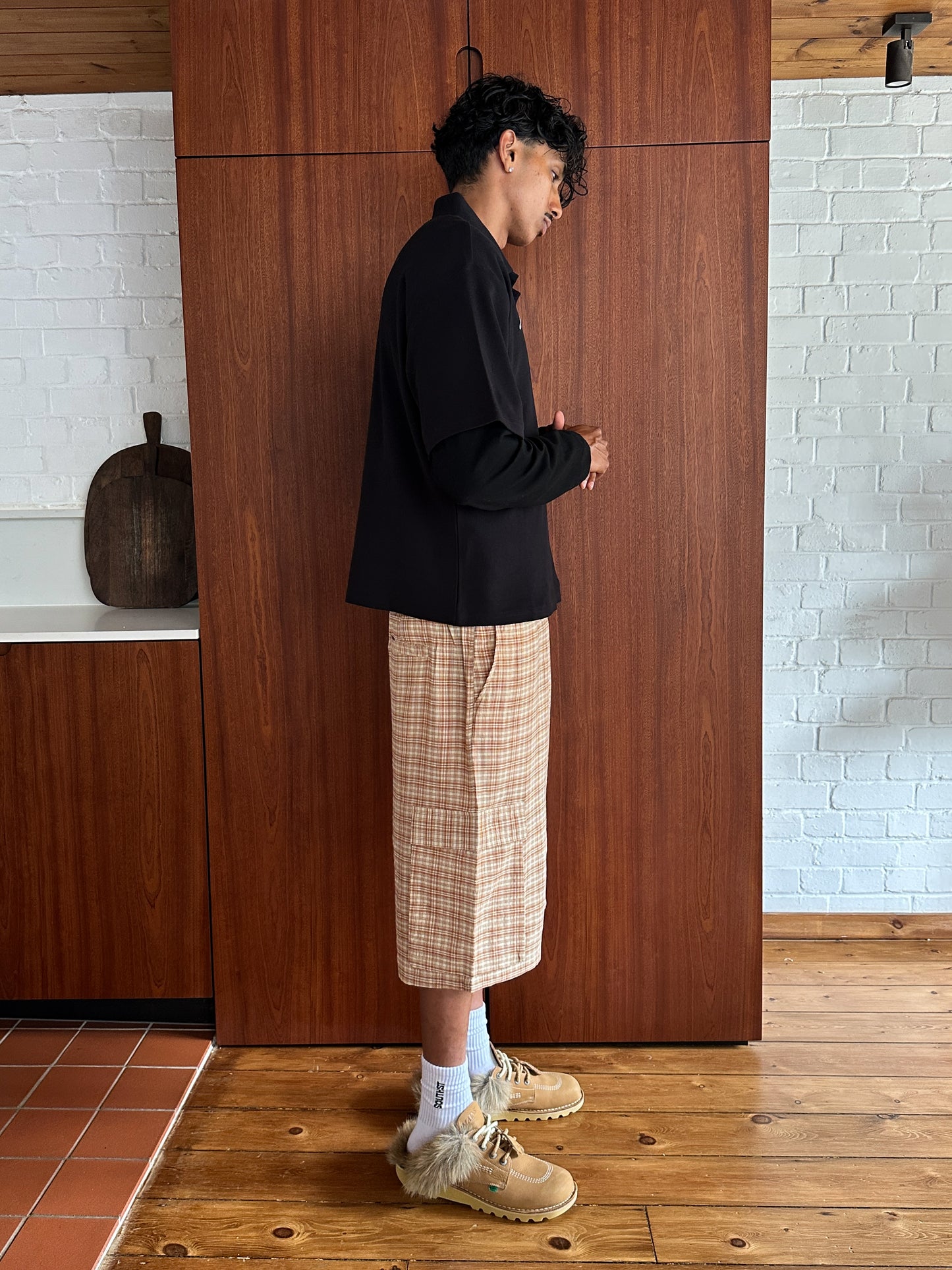 AW OVERSIZED CHECKERED SHORTS