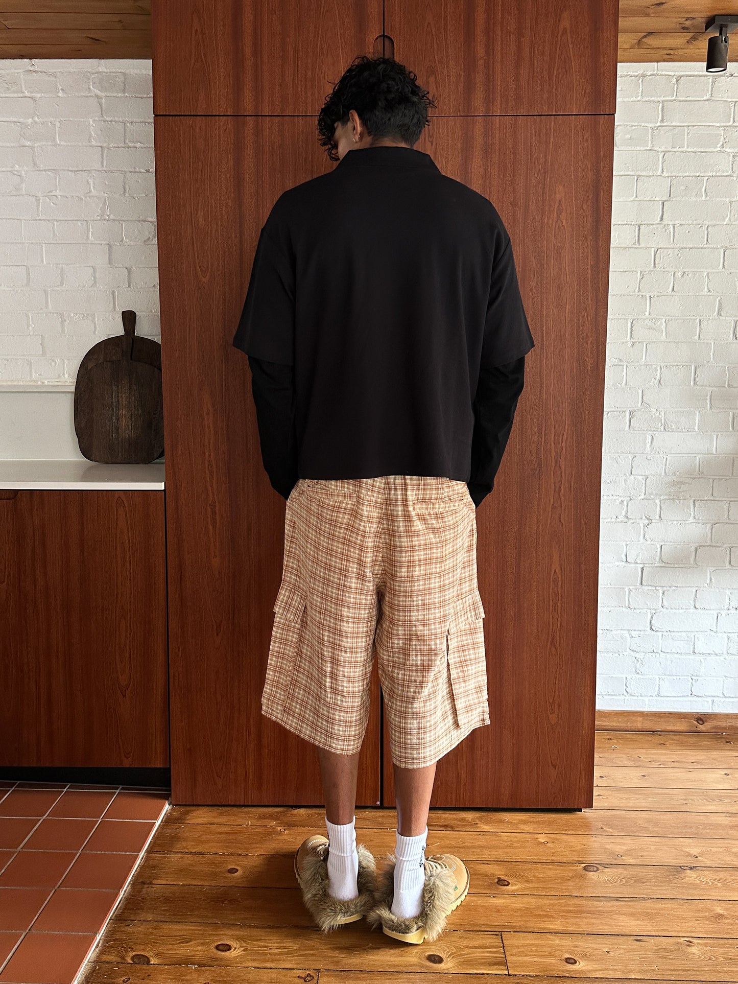 AW OVERSIZED CHECKERED SHORTS