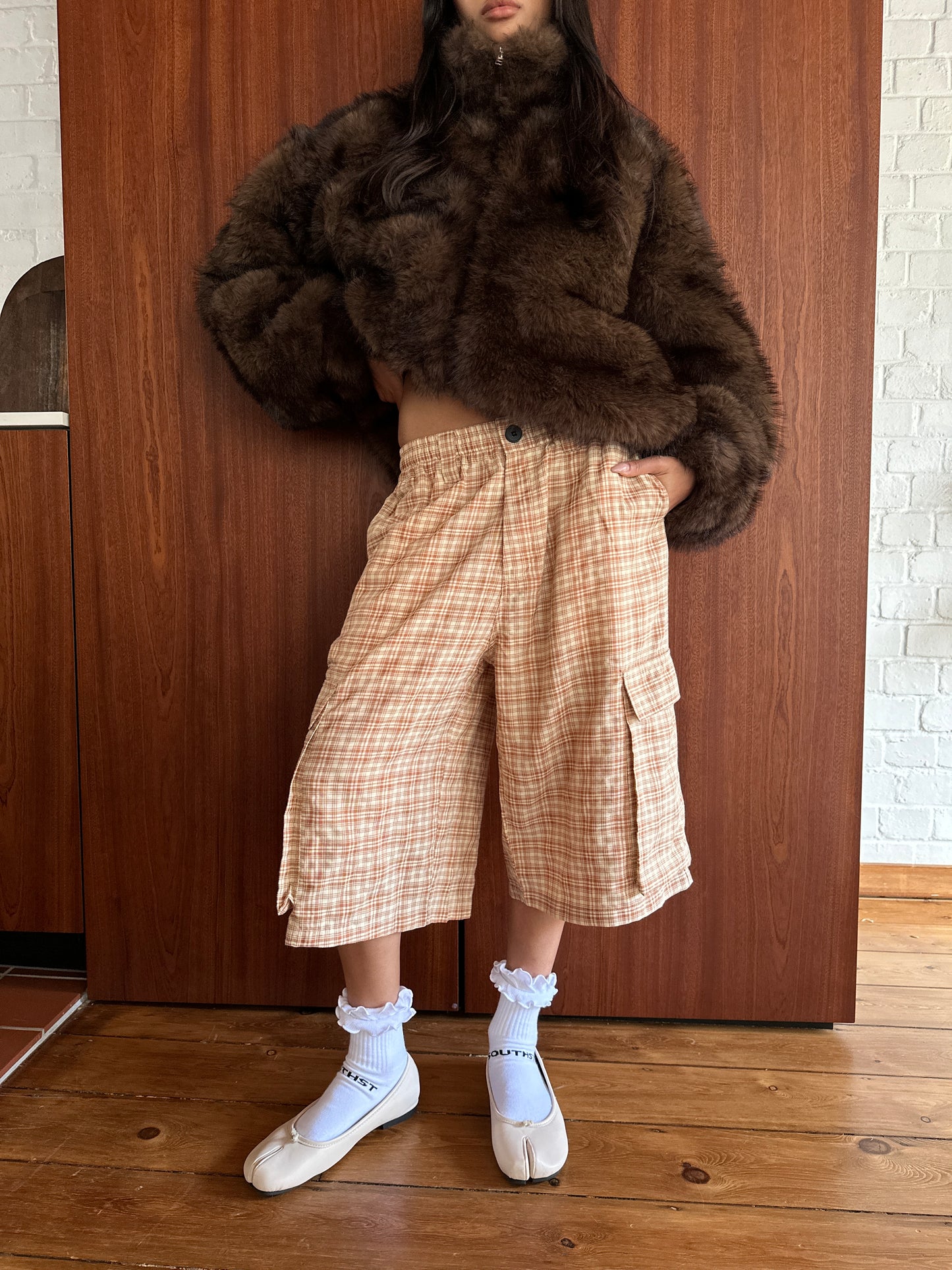 AW OVERSIZED CHECKERED SHORTS