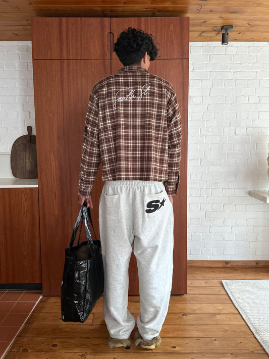 AW CHECKERED CROPPED SHIRT - Brown