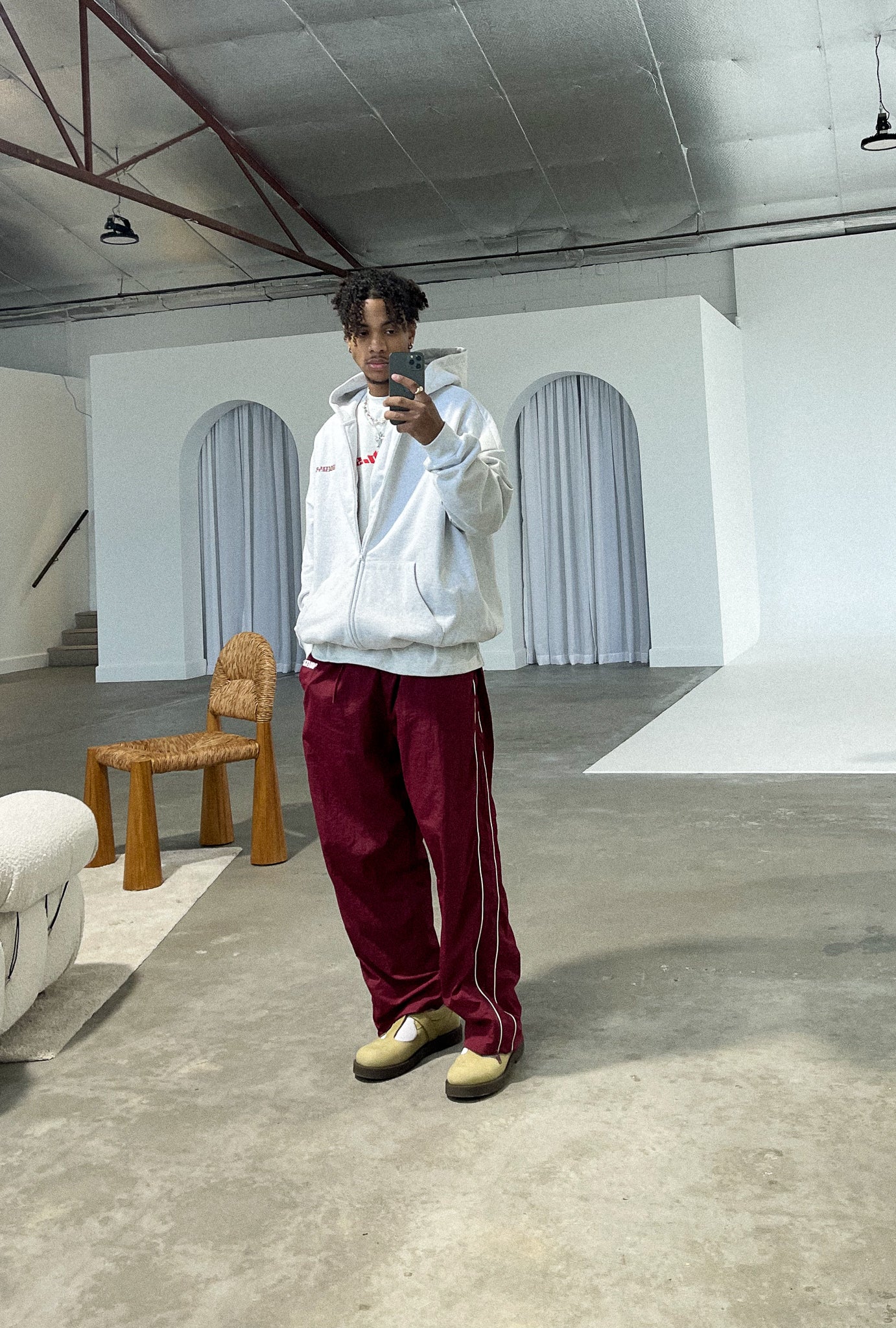 SOCIETY TRACK PANTS - Wine