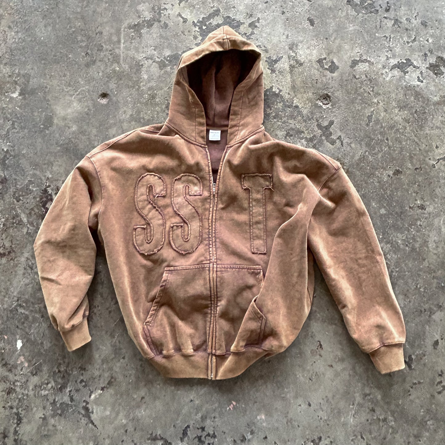 VINTAGE ZIP HOODY - Washed brown