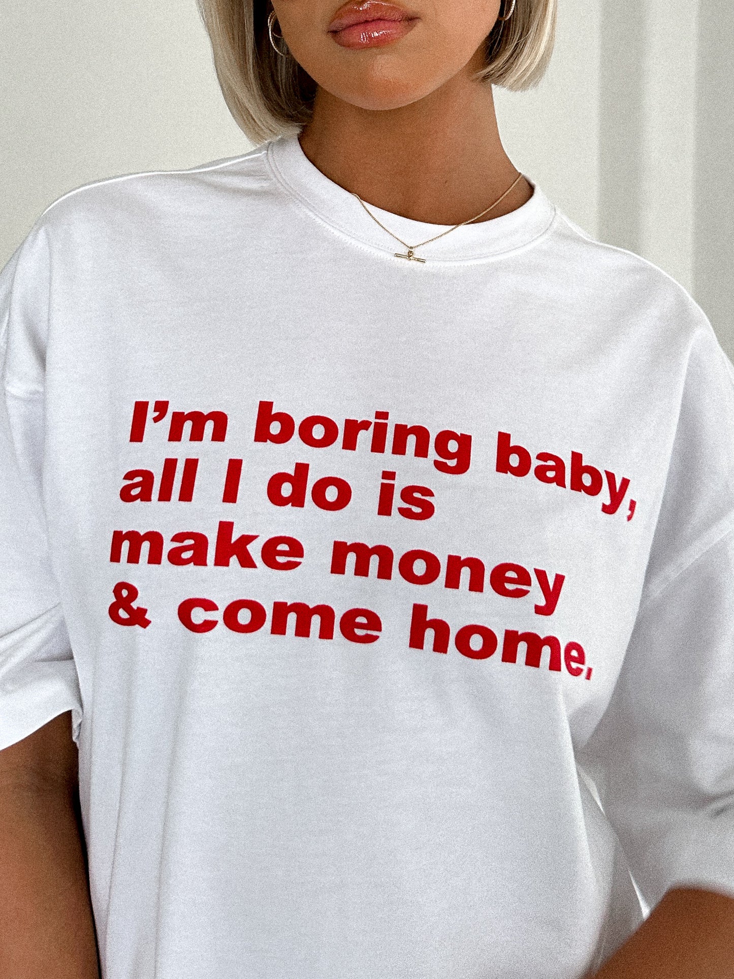 BORING BABY TEE - White/red – SOUTH.ST