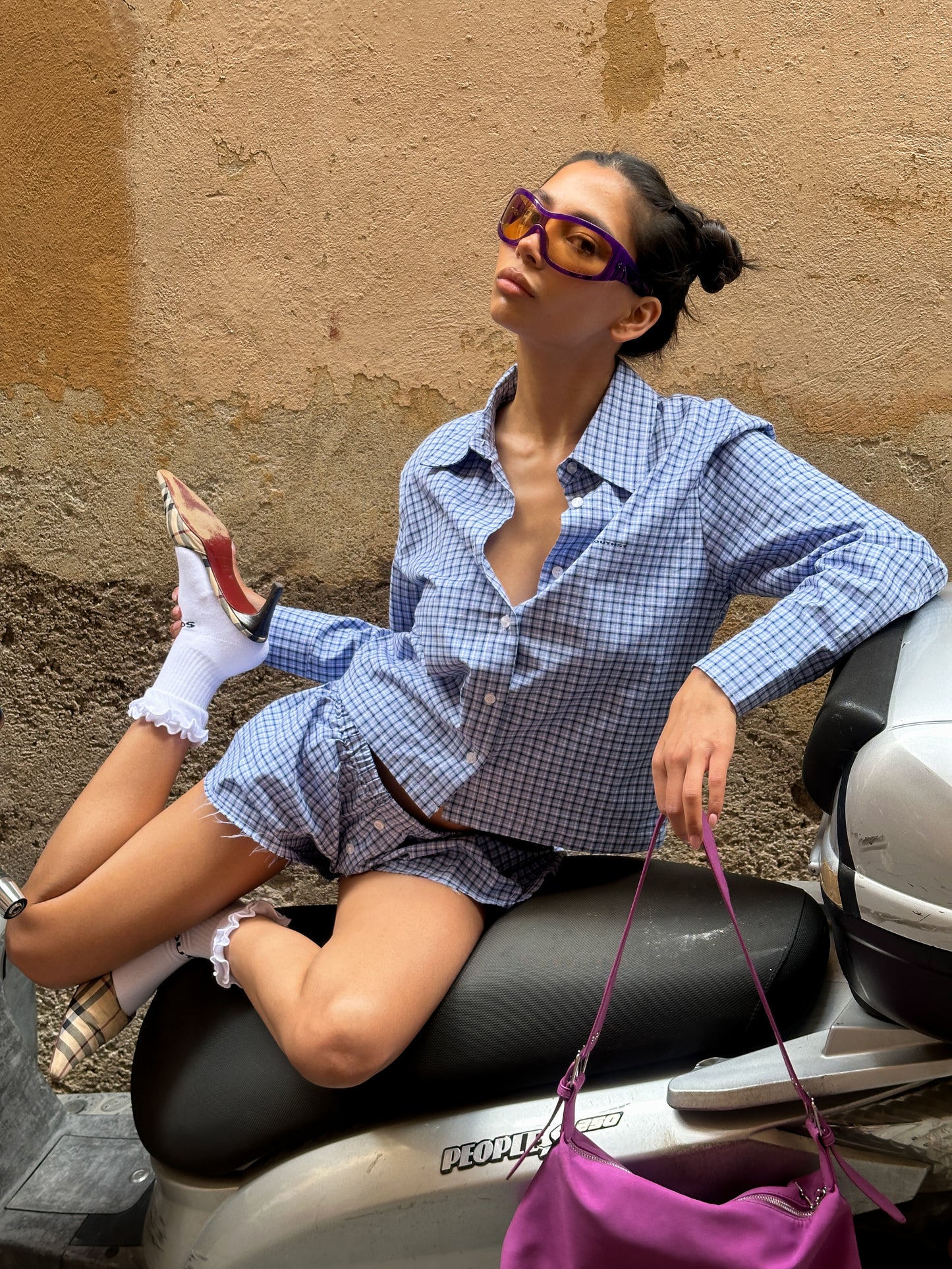 SST ROME CHECK SHIRT - Blue
