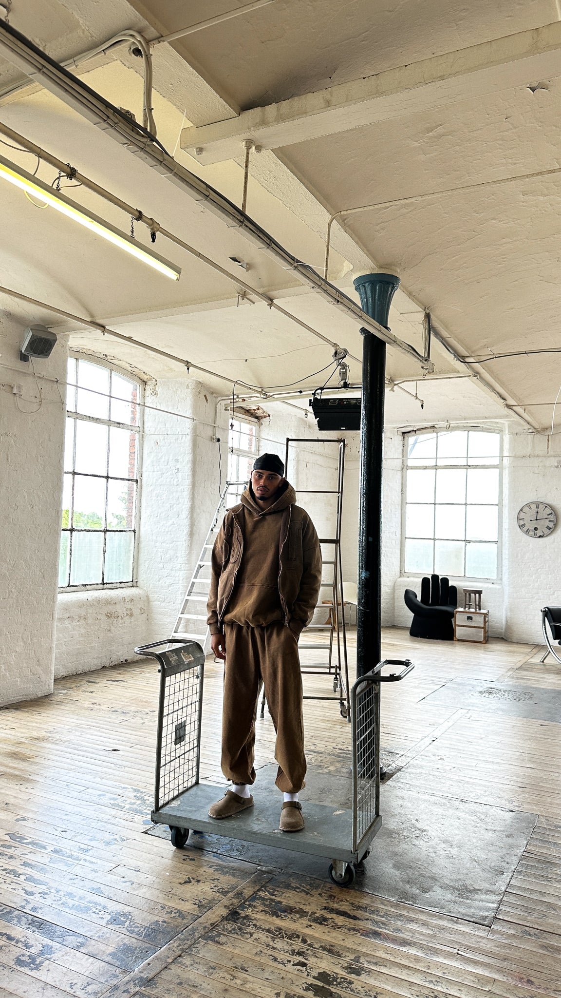 VINTAGE ZIP HOODY - Washed brown