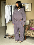 SST ZIP HOODY - Washed Navy Grey