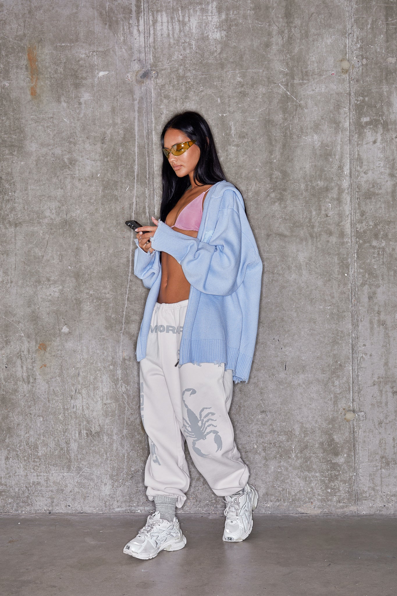 "UPLOAD" ZIP HOODY - Baby blue