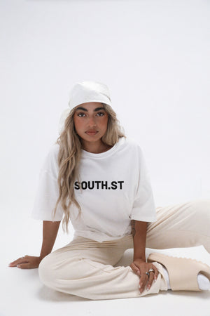 "SOUTH" TEE - White/black