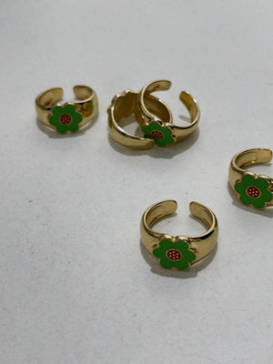 GREEN FLOWER RING - MESSY ARCHIVE (Gold filled)