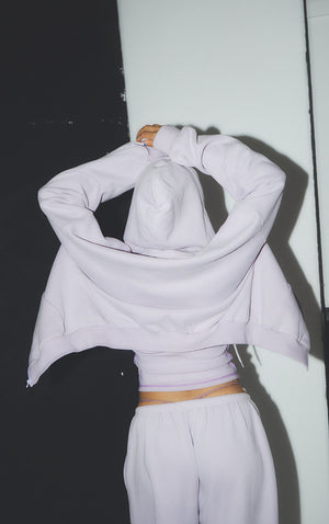 "DECADE" CROPPED ZIP HOODY - Lilac